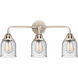 Nouveau 2 Small Bell LED 23 inch Polished Nickel Bath Vanity Light Wall Light in Seedy Glass