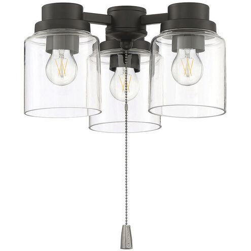 Universal LED Flat Black Fan Light Kit in Clear Glass