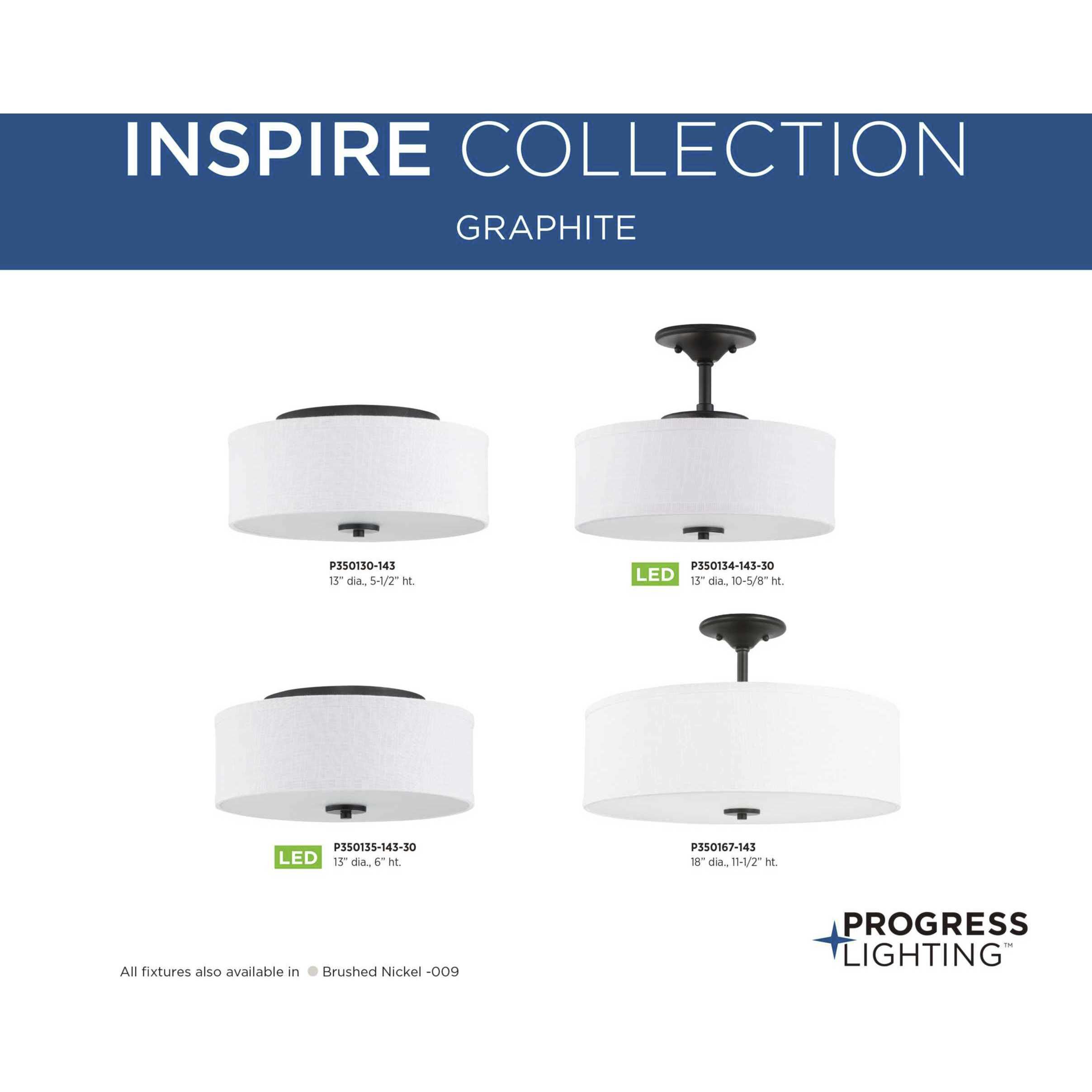 Inspire 3 Light 18 inch Graphite Semi-Flush Mount Ceiling Light