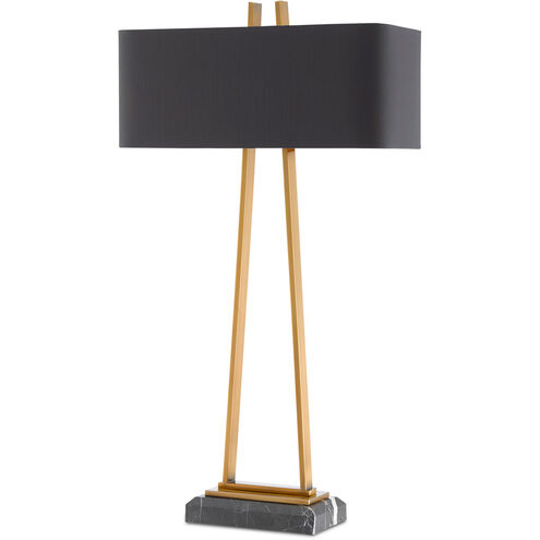Adorn 33 inch 25 watt Antique Brass/Black Table Lamp Portable Light, Large