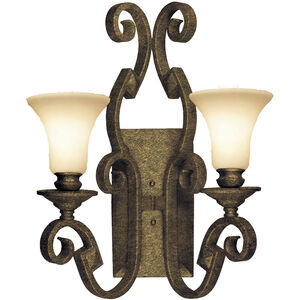 Ibiza 2 Light 16 inch Antique Copper Wall Sconce Wall Light in White Alabaster (1219)