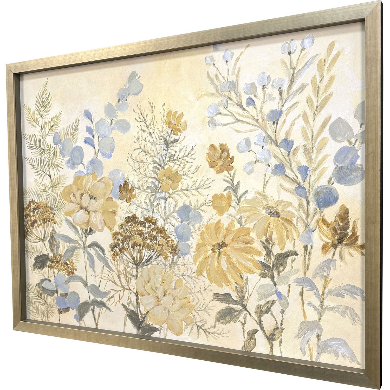 Garden Moment Yellow and Blue and Beige and Green Framed Art