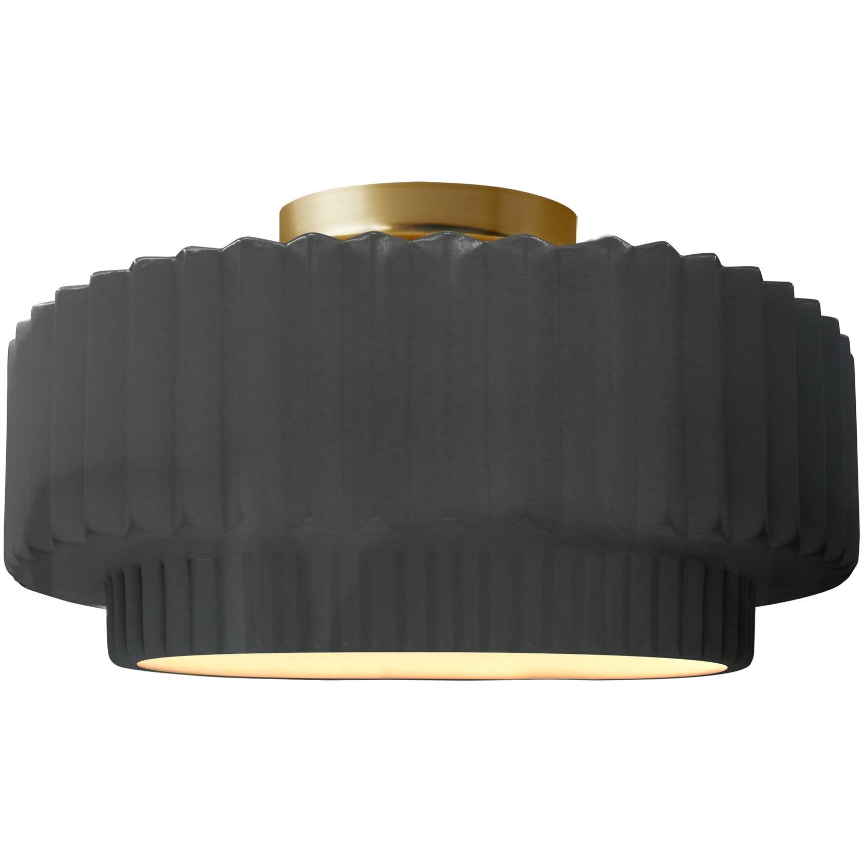 Radiance Collection - Pleated Tier LED 12 inch Gloss Grey Semi-Flush Ceiling Light, Form+Finish+Function