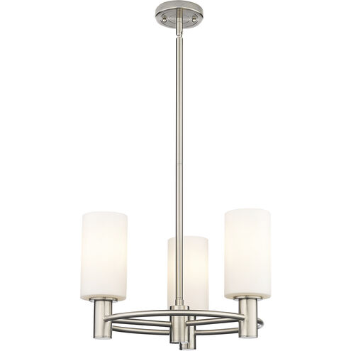 Downtown Urban Crown Point 3 Light 18 inch Satin Nickel Statement Pendant Ceiling Light in Matte White