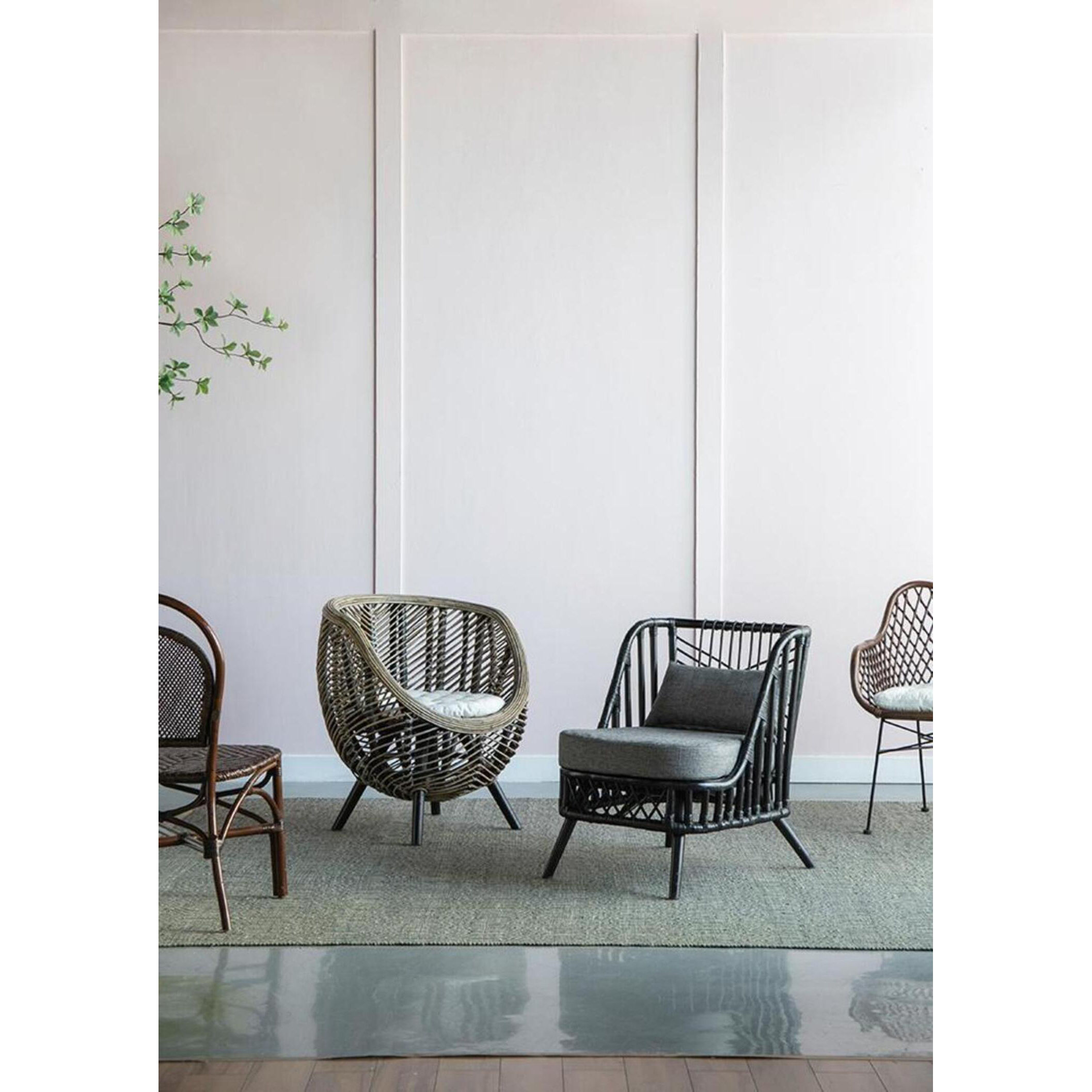 Pagar Natural and Grey Chair, With Cushion