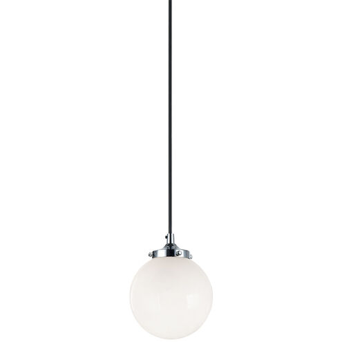 The Bougie 1 Light 6 inch Chrome Pendant Ceiling Light in Chrome and Opal Glass