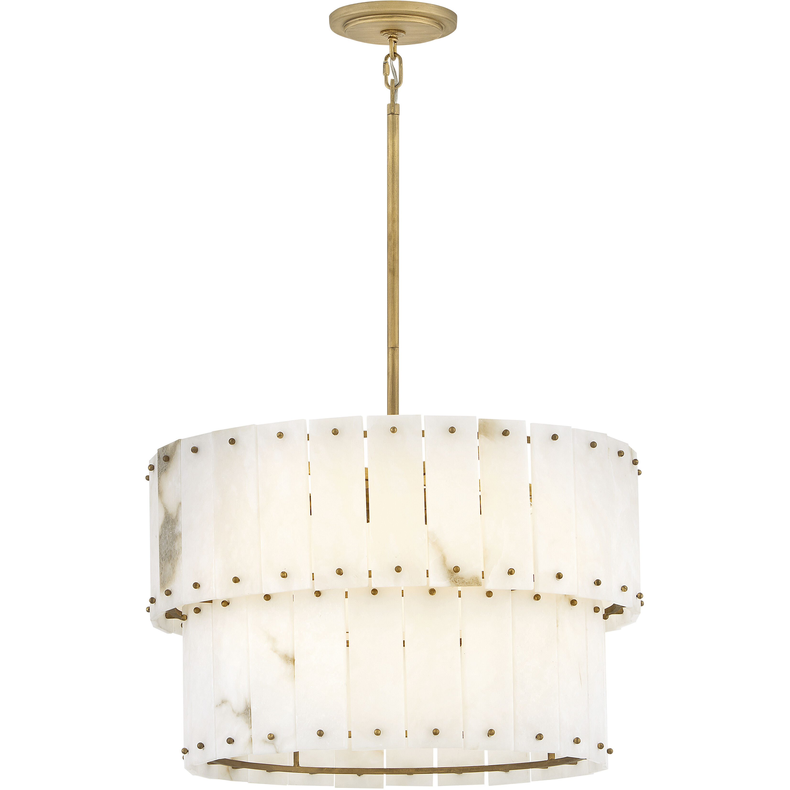 Simone LED 24 inch Burnished Gold Chandelier Ceiling Light in Alabaster, Drum