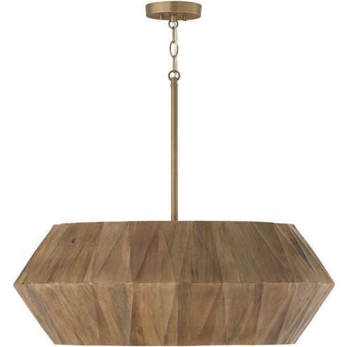 Nadeau 6 Light 29 inch Light Wood and Patinaed Brass Pendant Ceiling Light