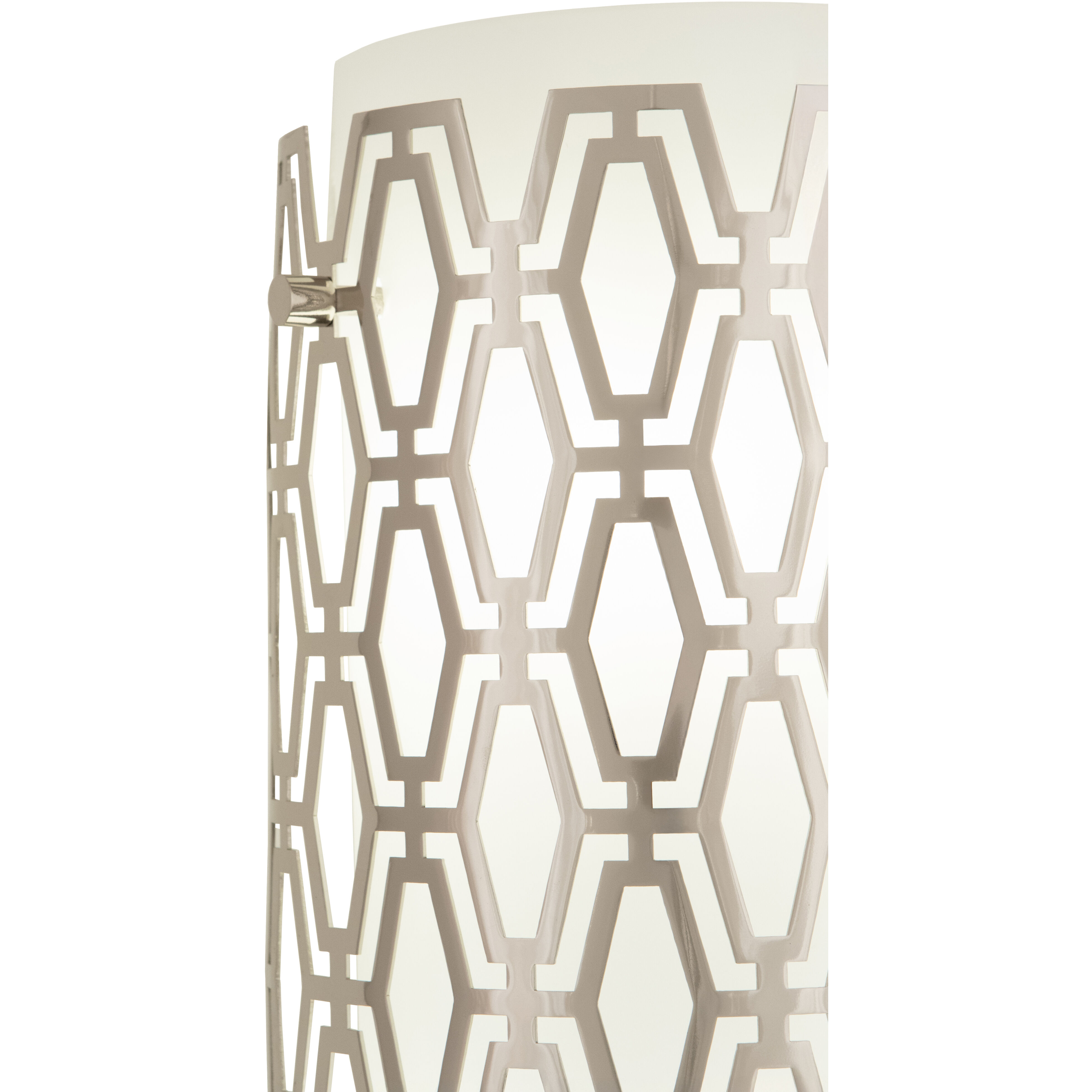 Marcel Wall Sconce Wall Light in Polished Nickel, Frosted Cased White Glass, Geometric Framing