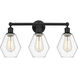 Edison Cindyrella 3 Light 24 inch Matte Black Bath Vanity Light Wall Light in Clear Glass