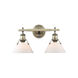 Orwell 2 Light 18 inch Aged Brass Bath Vanity Wall Light in Opal Glass