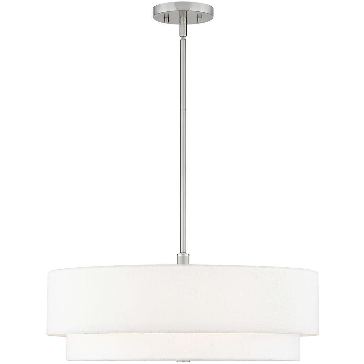 Textile Collection 5 Light 22 inch Brushed Nickel Pendant Ceiling Light in White, Classic Family