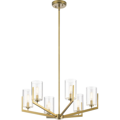 Nye 6 Light 28 inch Brushed Natural Brass Chandelier 1 Tier Medium Ceiling Light, 1 Tier Medium