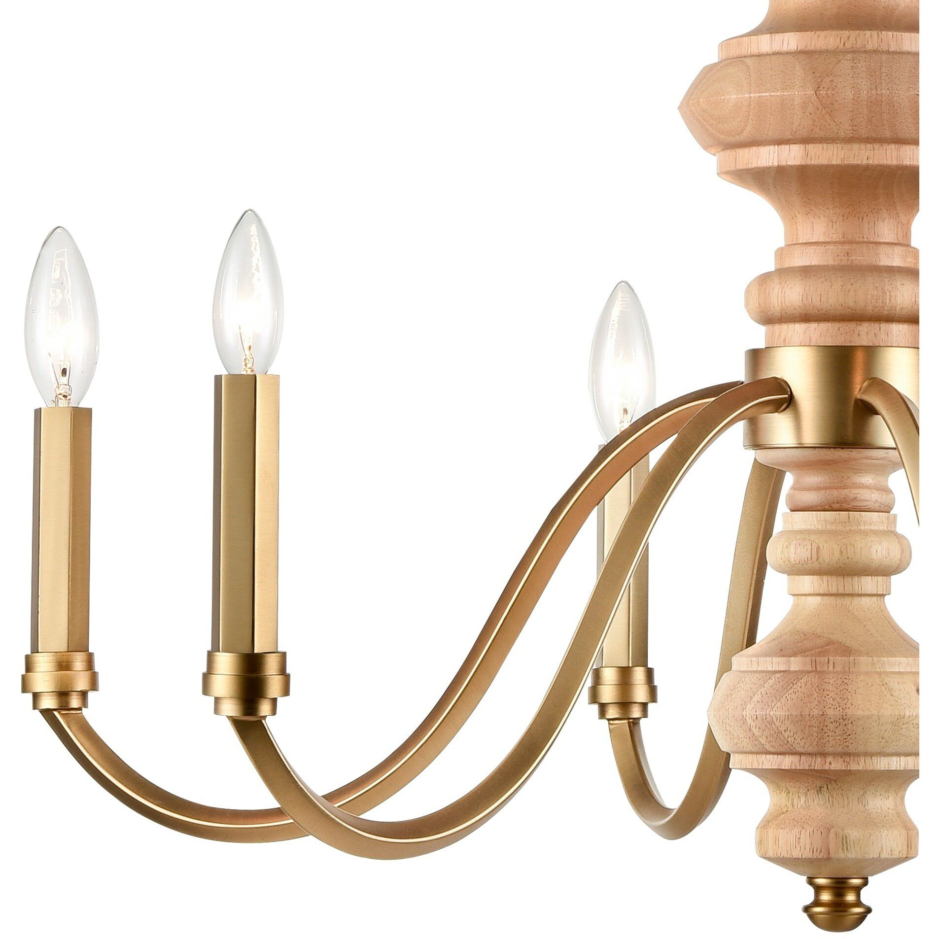 French Country 6 Light 27 inch Natural Brass Chandelier Ceiling Light, Converts to Semi Flush