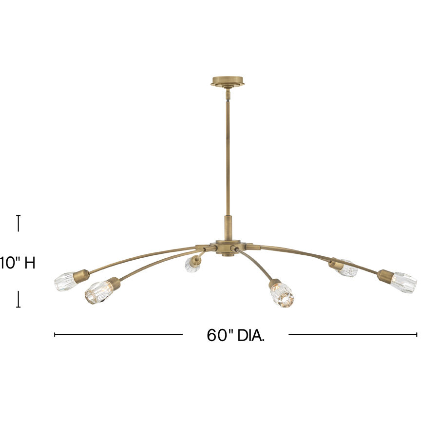 Atera LED 60 inch Heritage Brass Chandelier Ceiling Light, Single Tier