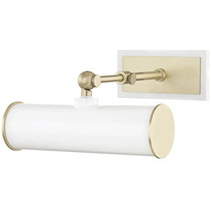 Holly 25 watt 8 inch Aged Brass and White Picture Light Wall Light in White Steel