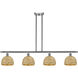 Woven Rattan Island Light Ceiling Light in Satin Nickel