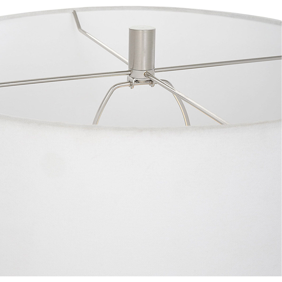 Repetition 25 inch 150.00 watt White Marble and Brushed Nickel Table Lamp Portable Light