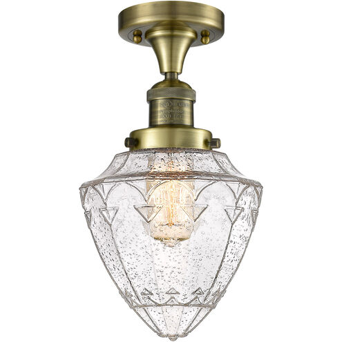 Franklin Restoration Bullet LED 7 inch Antique Brass Semi-Flush Mount Ceiling Light