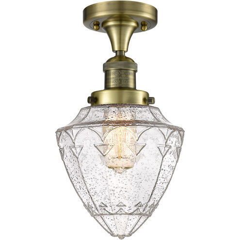 Franklin Restoration Bullet 1 Light 7 inch Antique Brass Semi-Flush Mount Ceiling Light