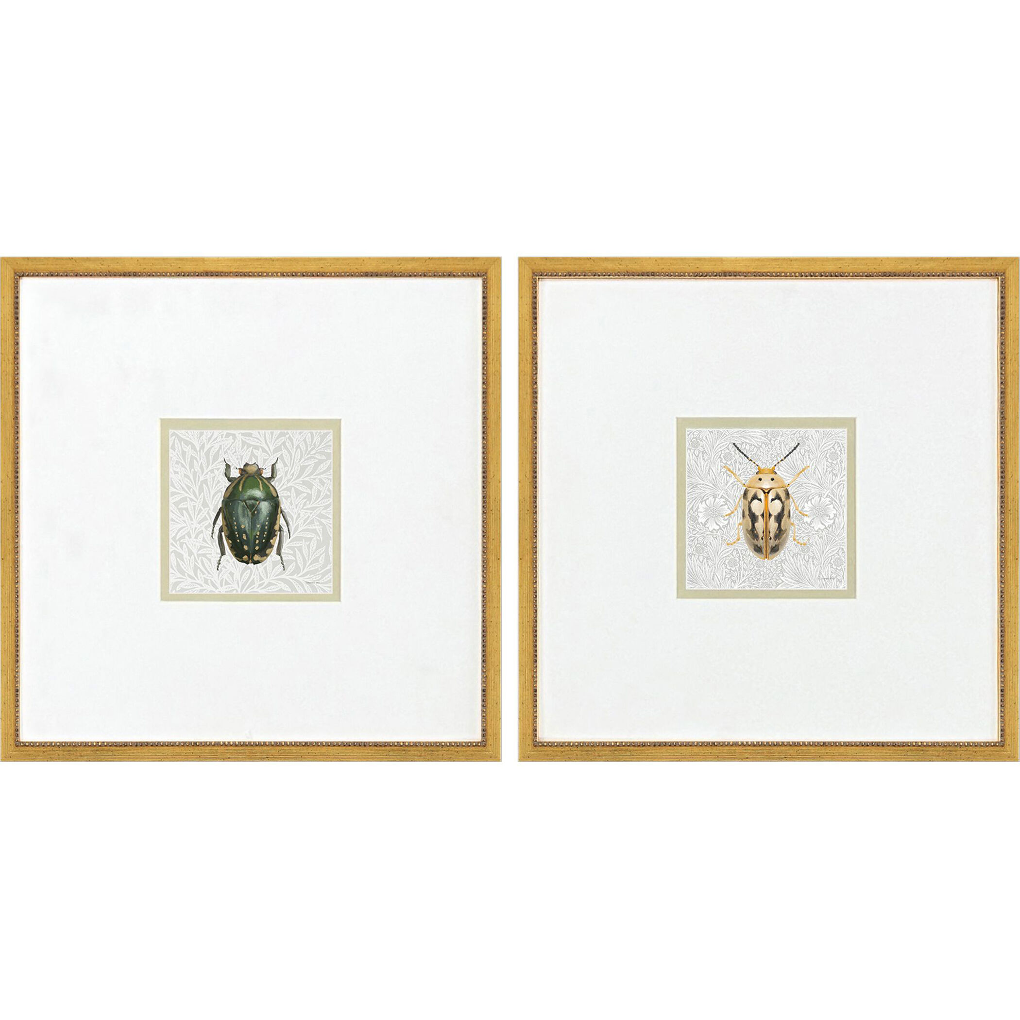 Beetles Green and Yellow Framed Art