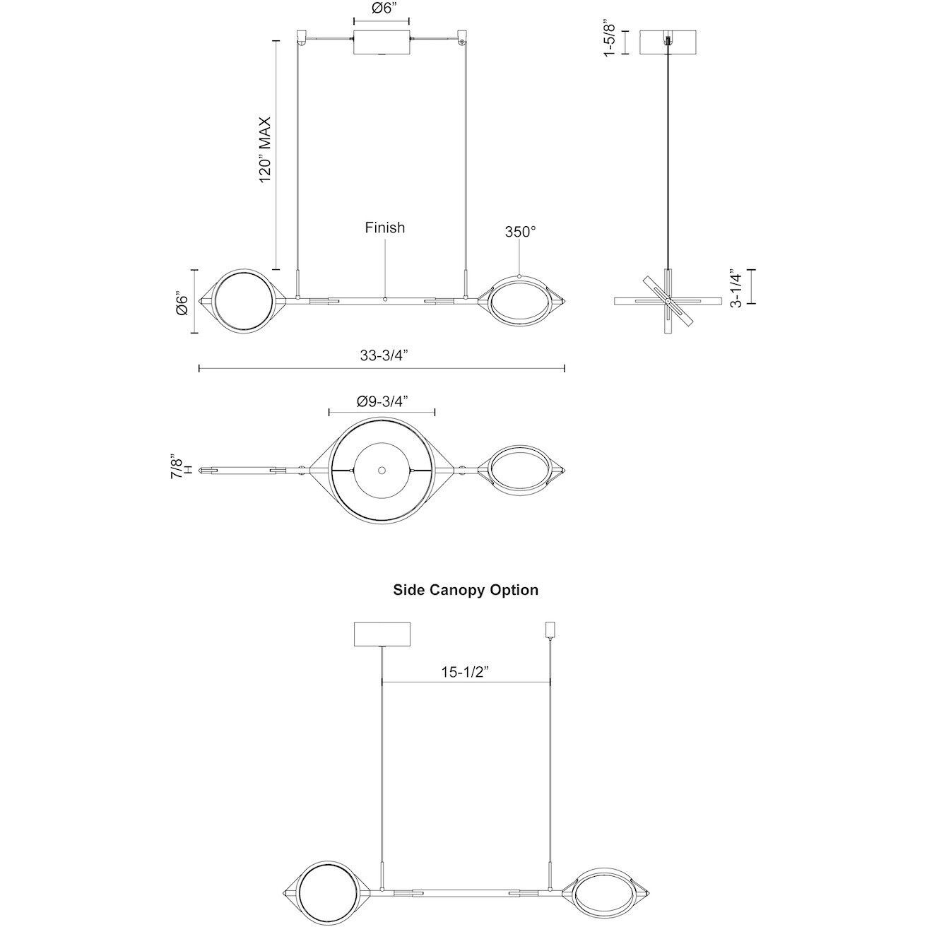 Serif LED 33.75 inch Black Linear Pendant Ceiling Light