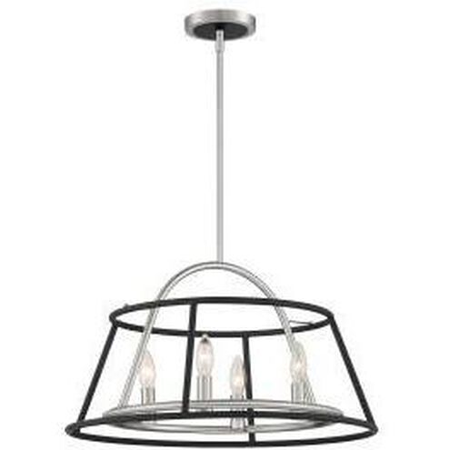 Campana 4 Light 22 inch Satin Nickel/black Chandelier Ceiling Light