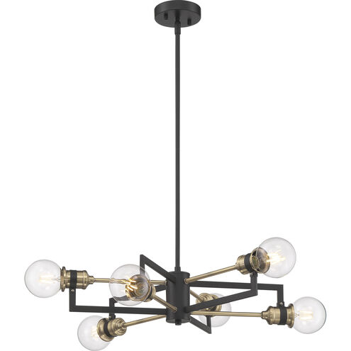 Intention 6 Light 24 inch Warm Brass and Black Chandelier Ceiling Light