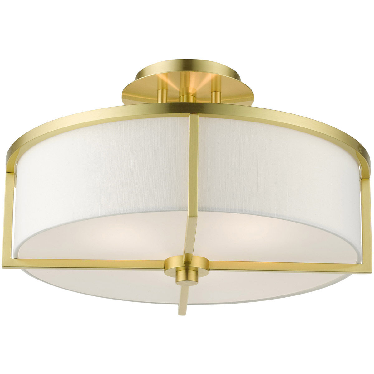 Wesley 3 Light 16 inch Satin Brass Semi Flush Ceiling Light
