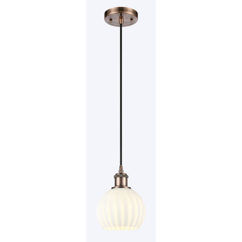 Ballston White Venetian 1 Light 6 inch Antique Copper Cord Hung Mini Pendant Ceiling Light