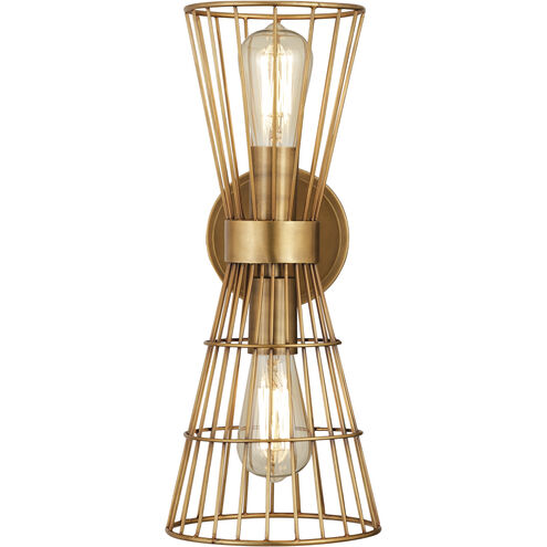 Alito 2 Light 7 inch Rubbed Brass Wall Sconce Wall Light