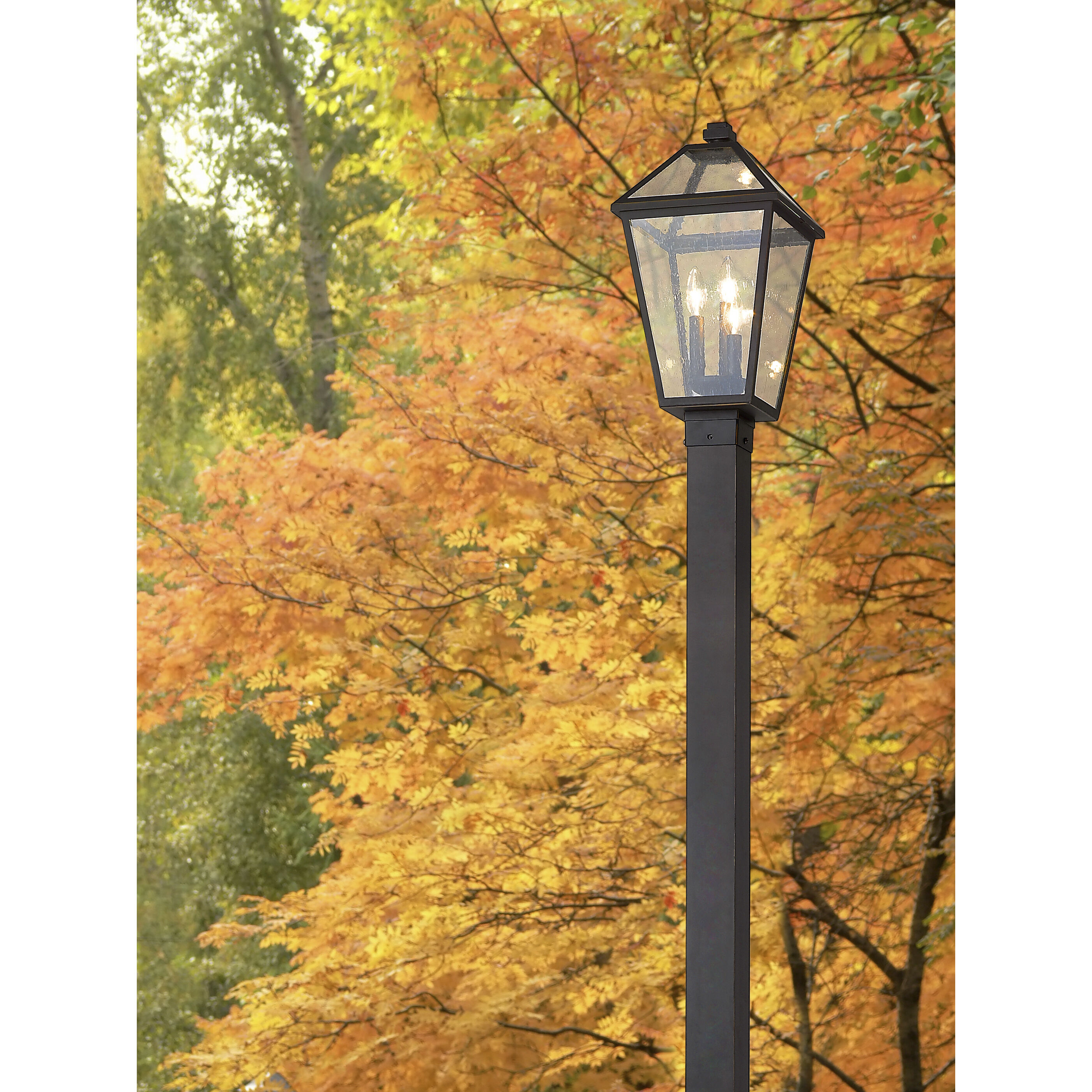 Talbot 3 Light 113.5 inch Oil Rubbed Bronze Outdoor Post Mounted Fixture in Seedy Glass