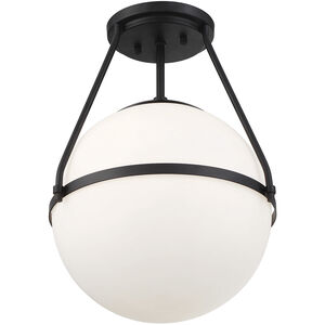 Mid-Century Modern 1 Light 13.25 inch Matte Black Semi-Flush Ceiling Light
