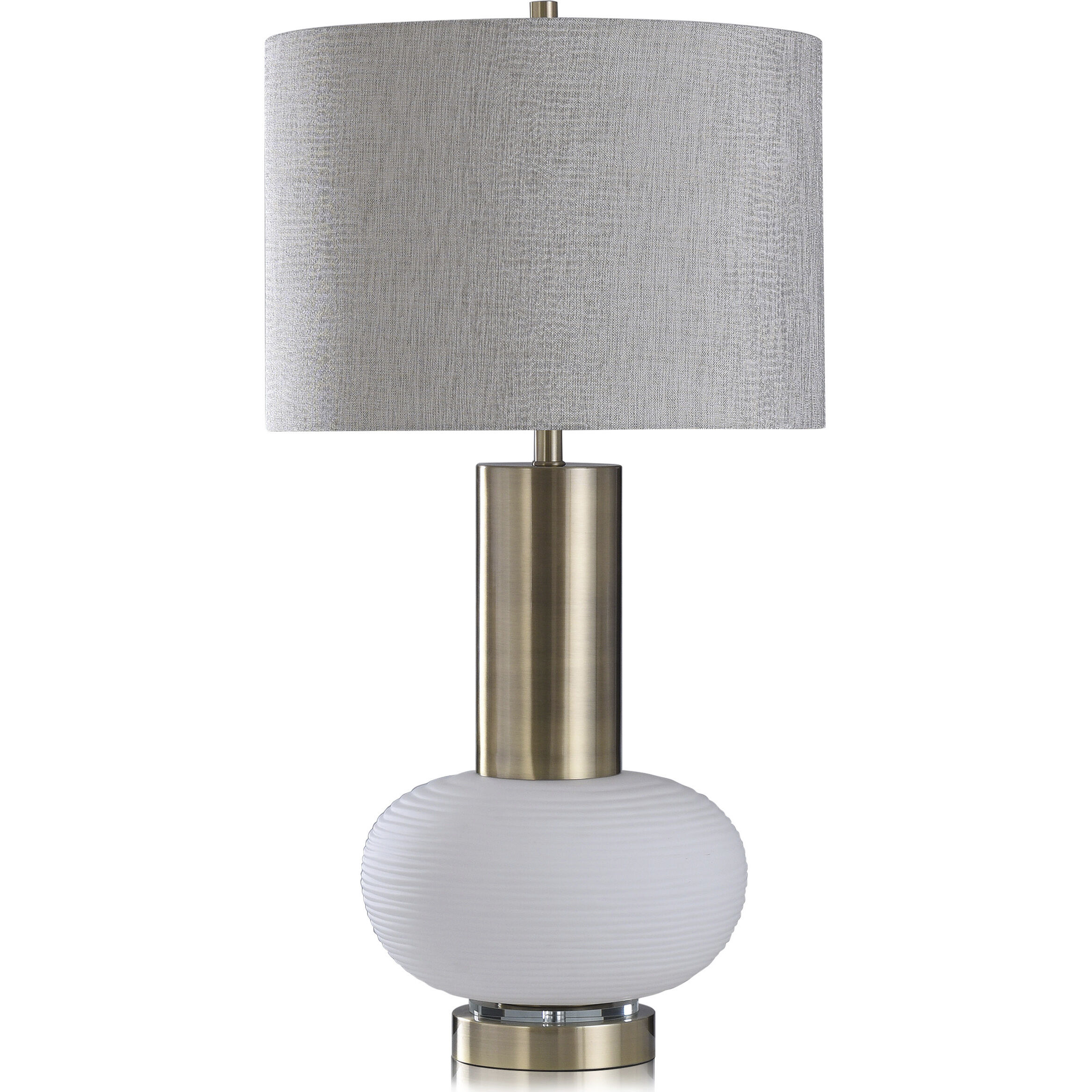 Palmer 36.5 inch 150 watt Brushed Gold and Frosted White and Light Gray Table Lamp Portable Light