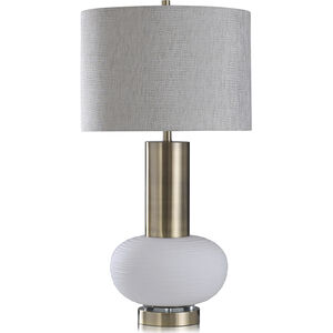 Palmer 36.5 inch 150 watt Brushed Gold and Frosted White and Light Gray Table Lamp Portable Light