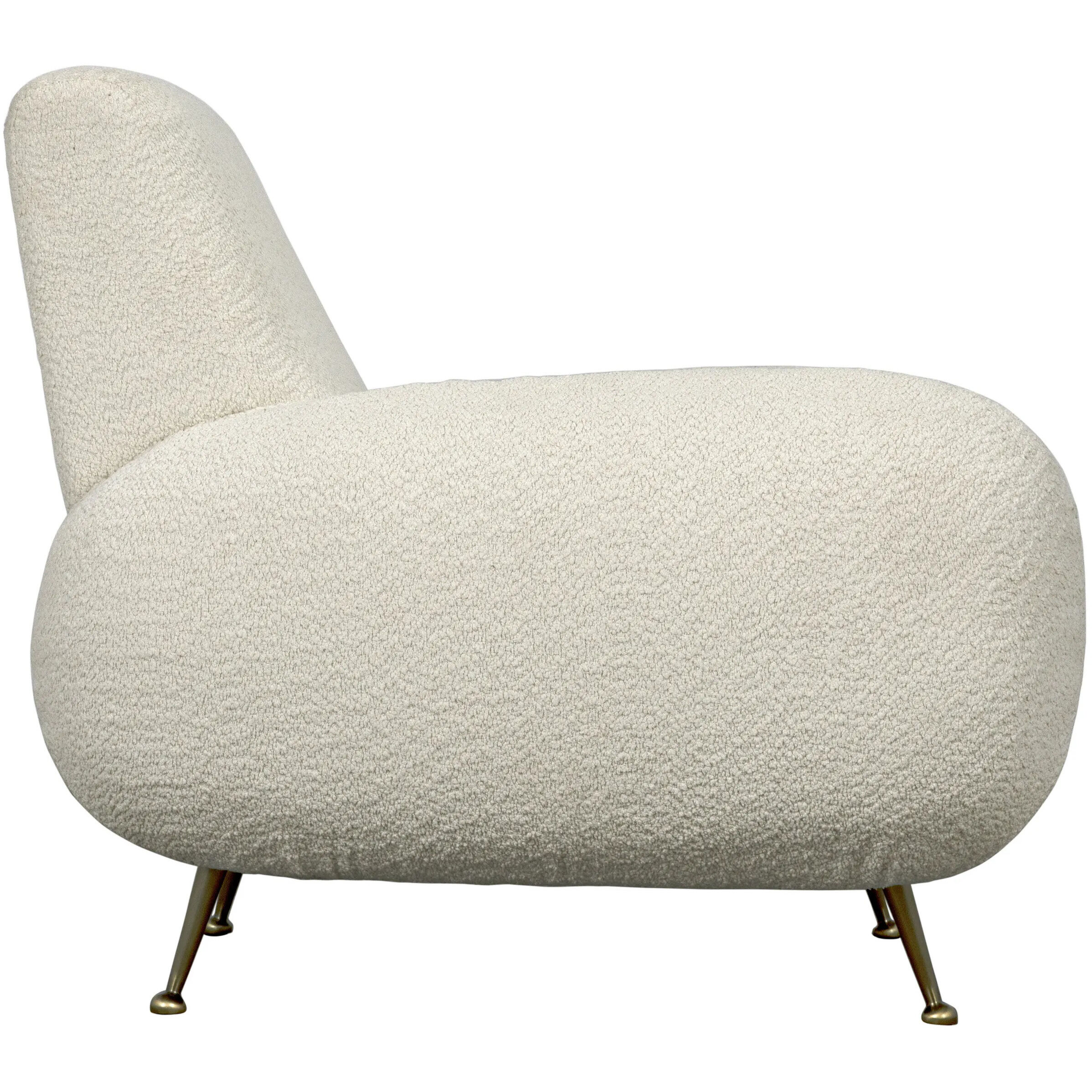 Hera Antique Brass and Off White fabric Occasional Chair