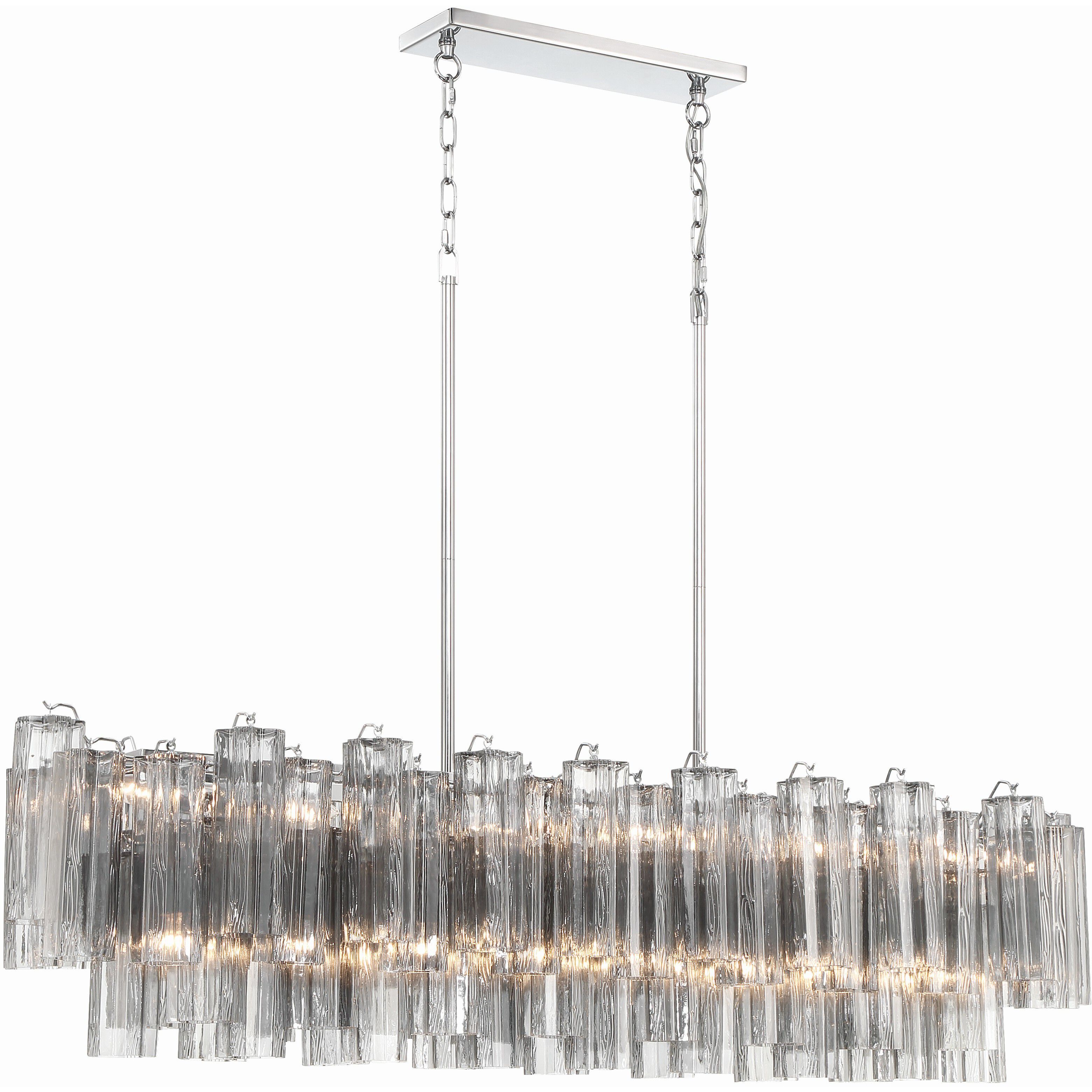 Addis 14 Light 51.75 inch Polished Chrome Linear Chandelier Ceiling Light in Tronchi Glass Smoke