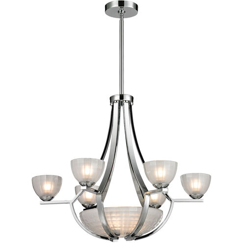 Sculptive 9 Light 26 inch Polished Chrome with White Chandelier Ceiling Light