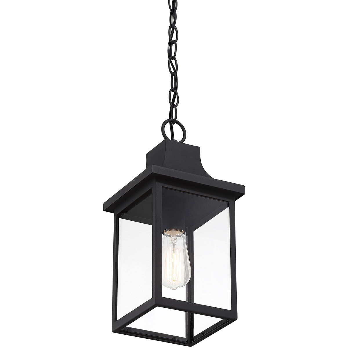 Traditional 1 Light 7.25 inch Black Outdoor Hanging Lantern