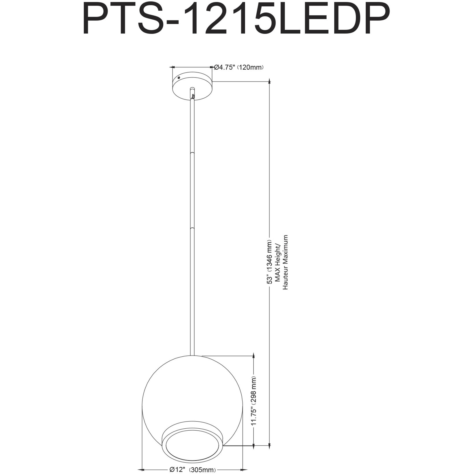 Picotas LED 12 inch Matte Black Pendant Ceiling Light