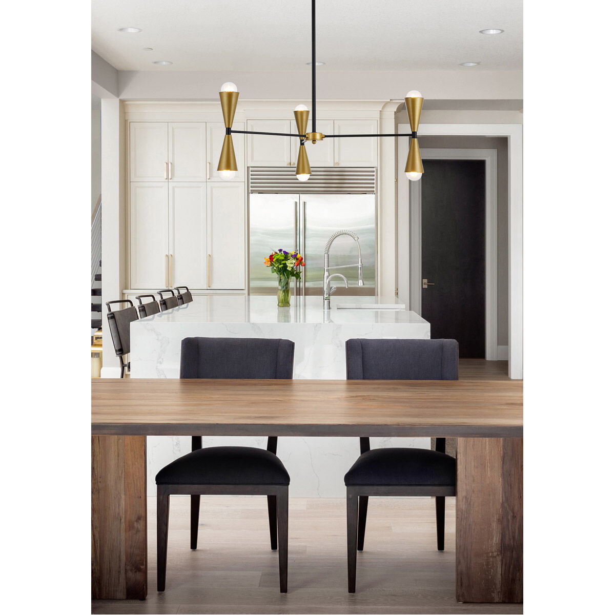 Cade 6 Light 34 inch Black and Brass Pendant Ceiling Light
