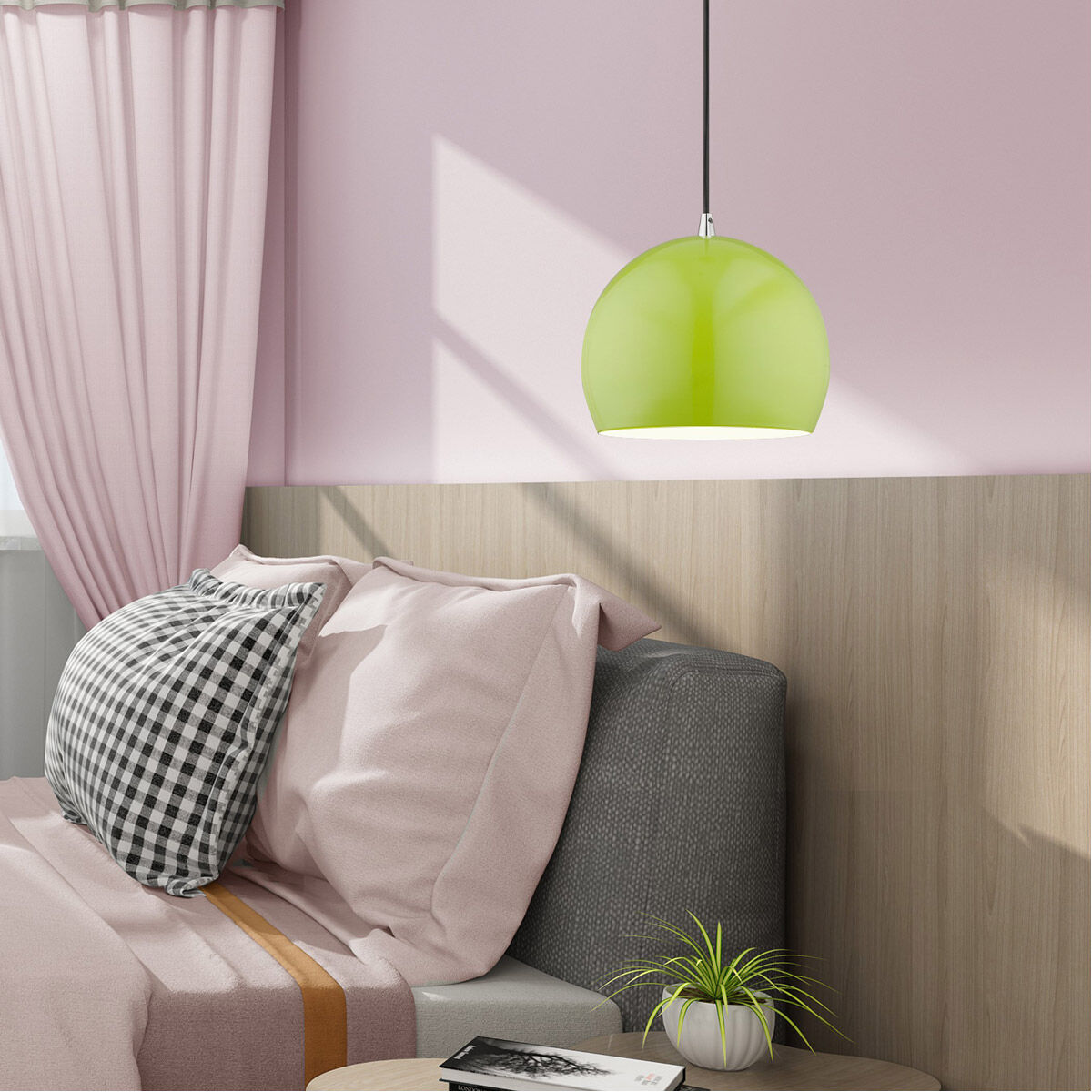 Allison 1 Light 10 inch Shiny Apple Green Mini Pendant Ceiling Light