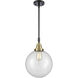 Downtown Urban Beacon 1 Light 10 inch Black Antique Brass Mini Pendant Ceiling Light in Clear