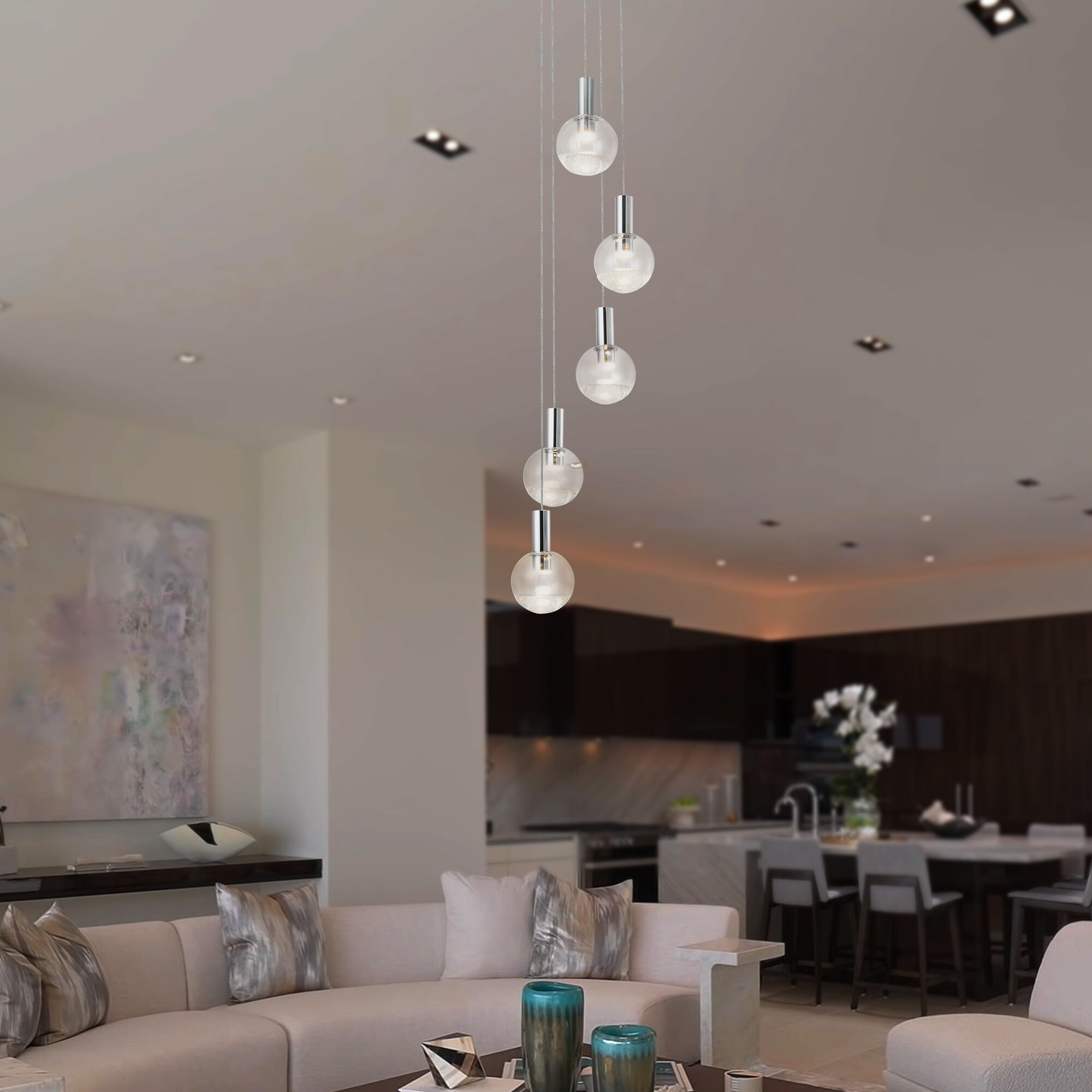 Artisan Collection/SIENNA Series 5 Light 9.5 inch Polished Chrome Pendant/Chandelier Ceiling Light