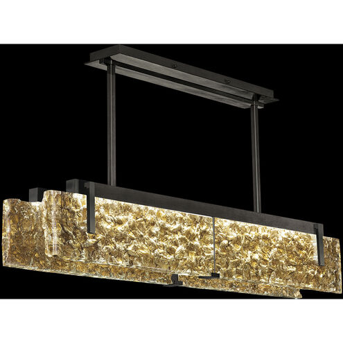 Terra LED 52 inch Black Linear Pendant Ceiling Light in Gold Studio Glass