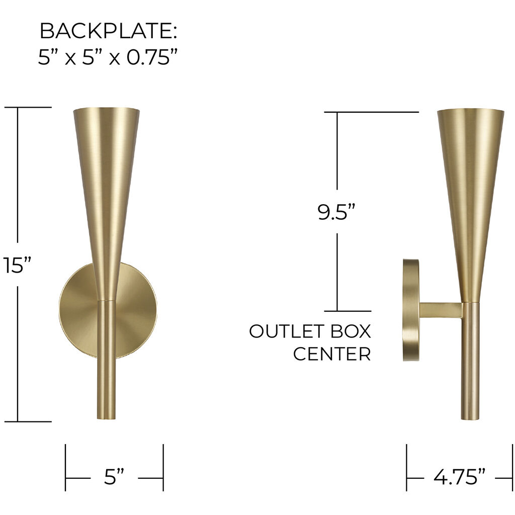 Levi 1 Light 5 inch Matte Brass Sconce Wall Light
