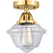 Nouveau 2 Small Oxford LED 7.5 inch Satin Gold Semi-Flush Mount Ceiling Light in Clear Glass
