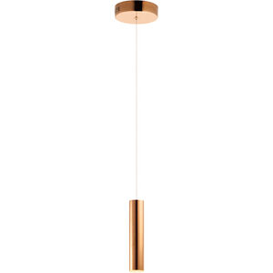 Flute LED 3 inch Rose Gold Mini Pendant Ceiling Light