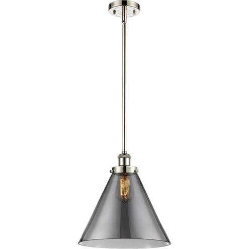 Ballston X-Large Cone 1 Light 8 inch Polished Nickel Pendant Ceiling Light in Plated Smoke Glass