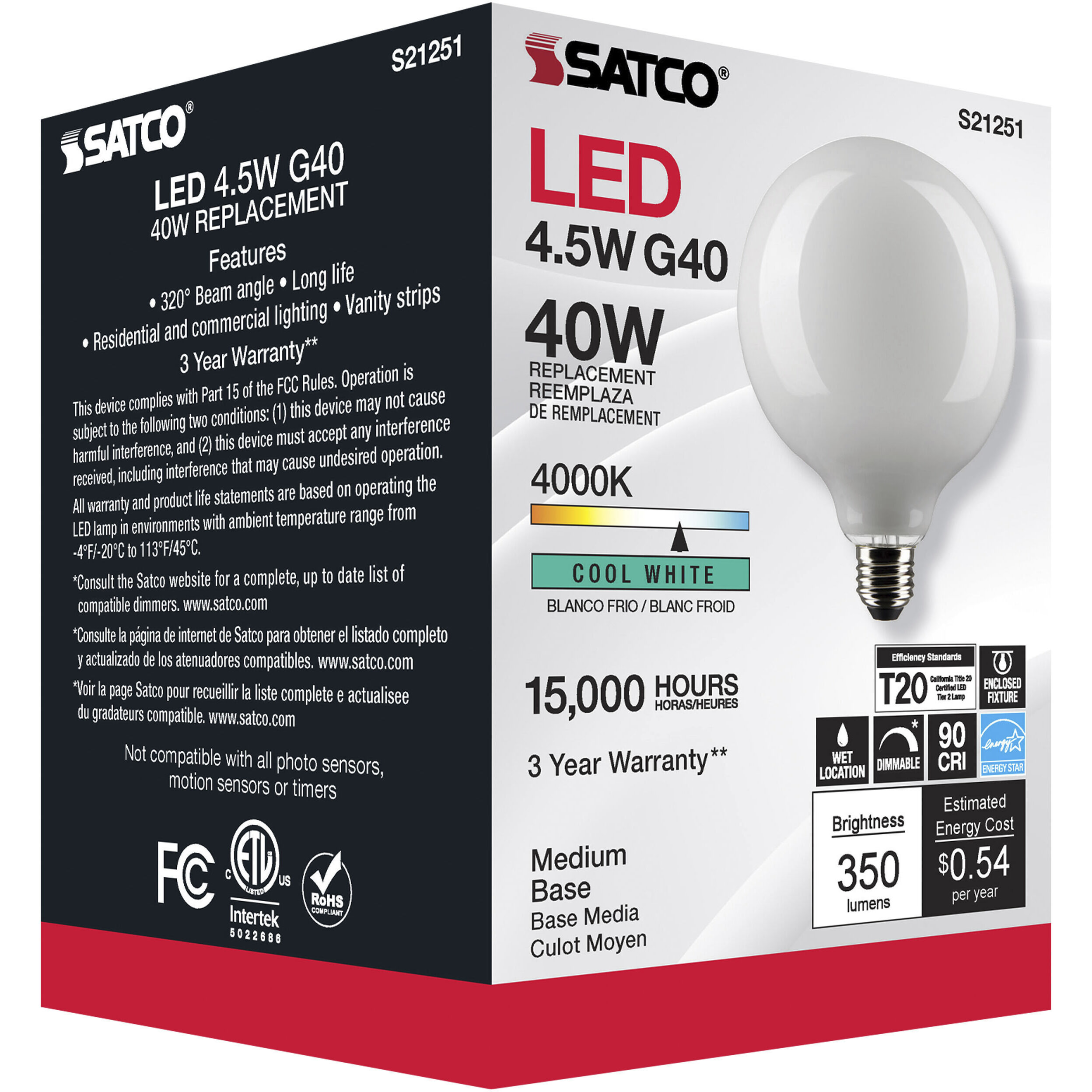 Lumos LED Medium Medium 4.50 watt 4000K LED Filament